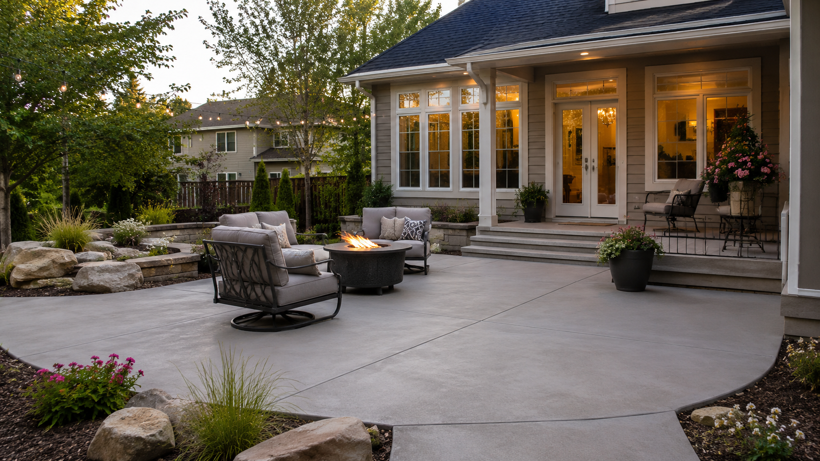 Concrete patio installation in the Kansas City east metro — broom finish outdoor slab